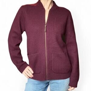 Pendleton 100% Merino Wool Women’s Burgundy Full Zip Sweater Jacket Size M